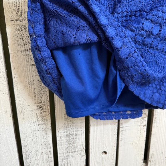 TIANA B Lace Crochet Bodycon Cocktail Dress Size XL Cobalt Blue Wedding Romance - Picture 6 of 9